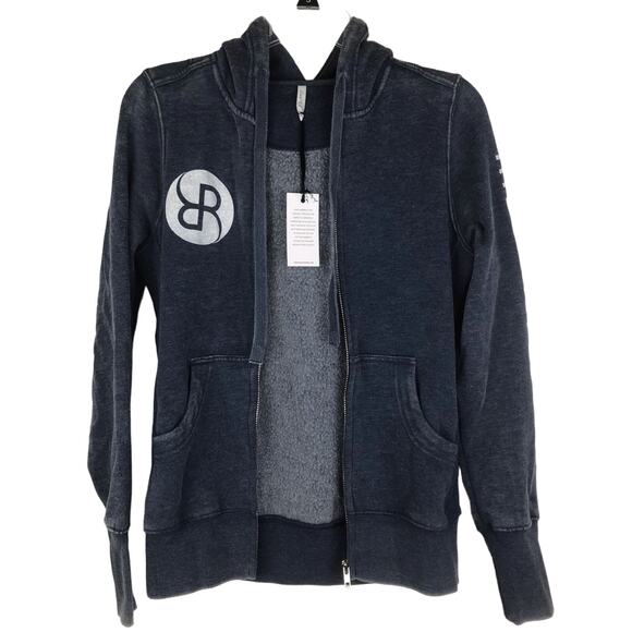NWT Z Supply Full Zip Hoodie Blue Ride + Reflect R+R Sweatshirt Pockets Size XS - Picture 2 of 11